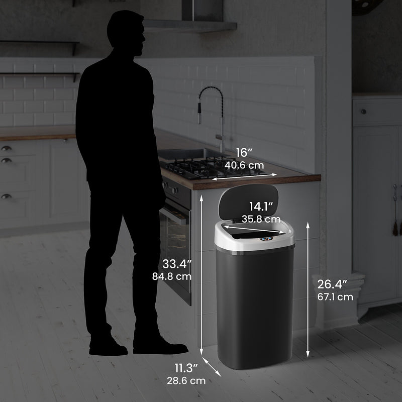 iTouchless Plastic Sensor Trash Can, 13 Gallon, Black (SPOS13B)