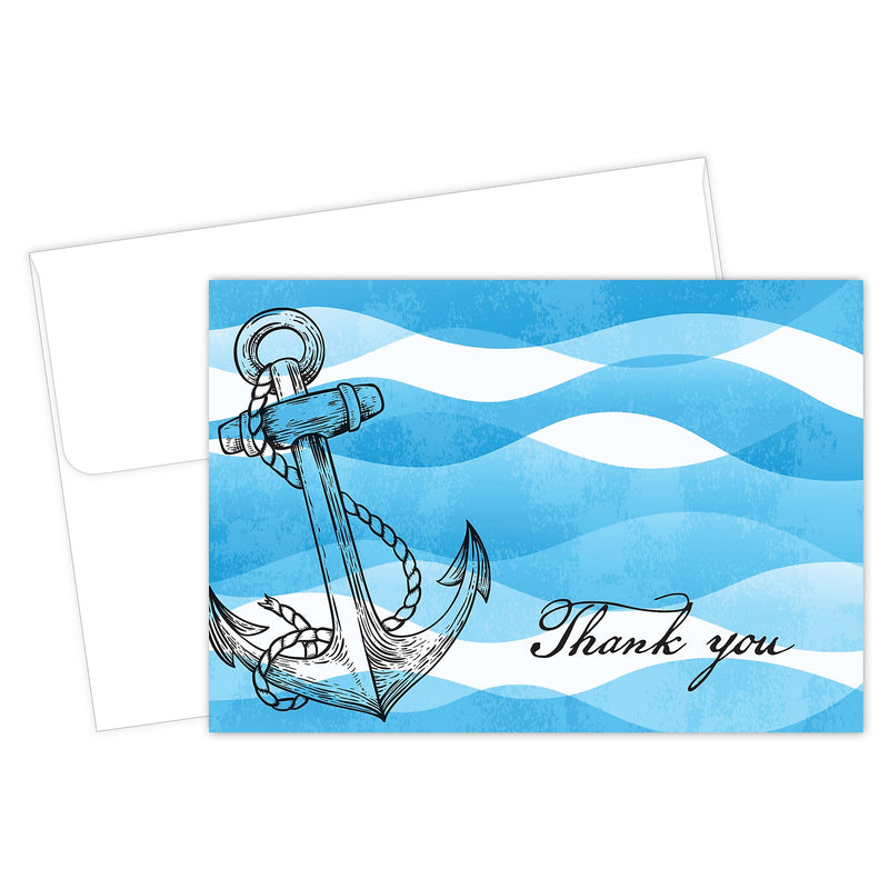 Great Papers Ocean Nautical Anchor General Use Thank You Notecard Kits, Multicolored, 24/Pack (2025023)