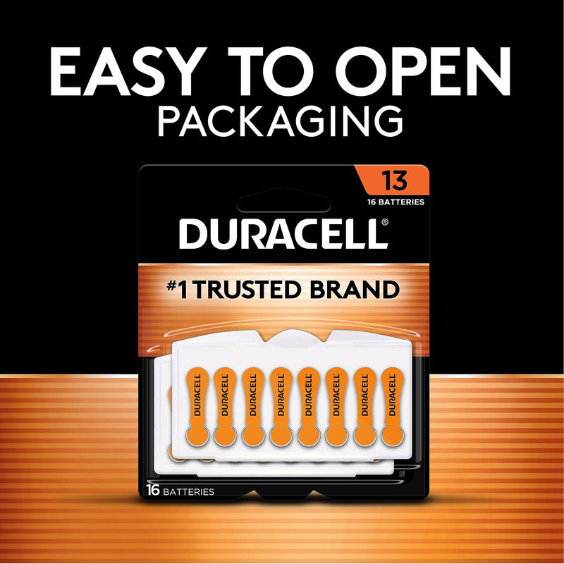 Duracell Size 13 Orange Hearing Aid Batteries, 16/Pack (DURDA13B16ZM09)
