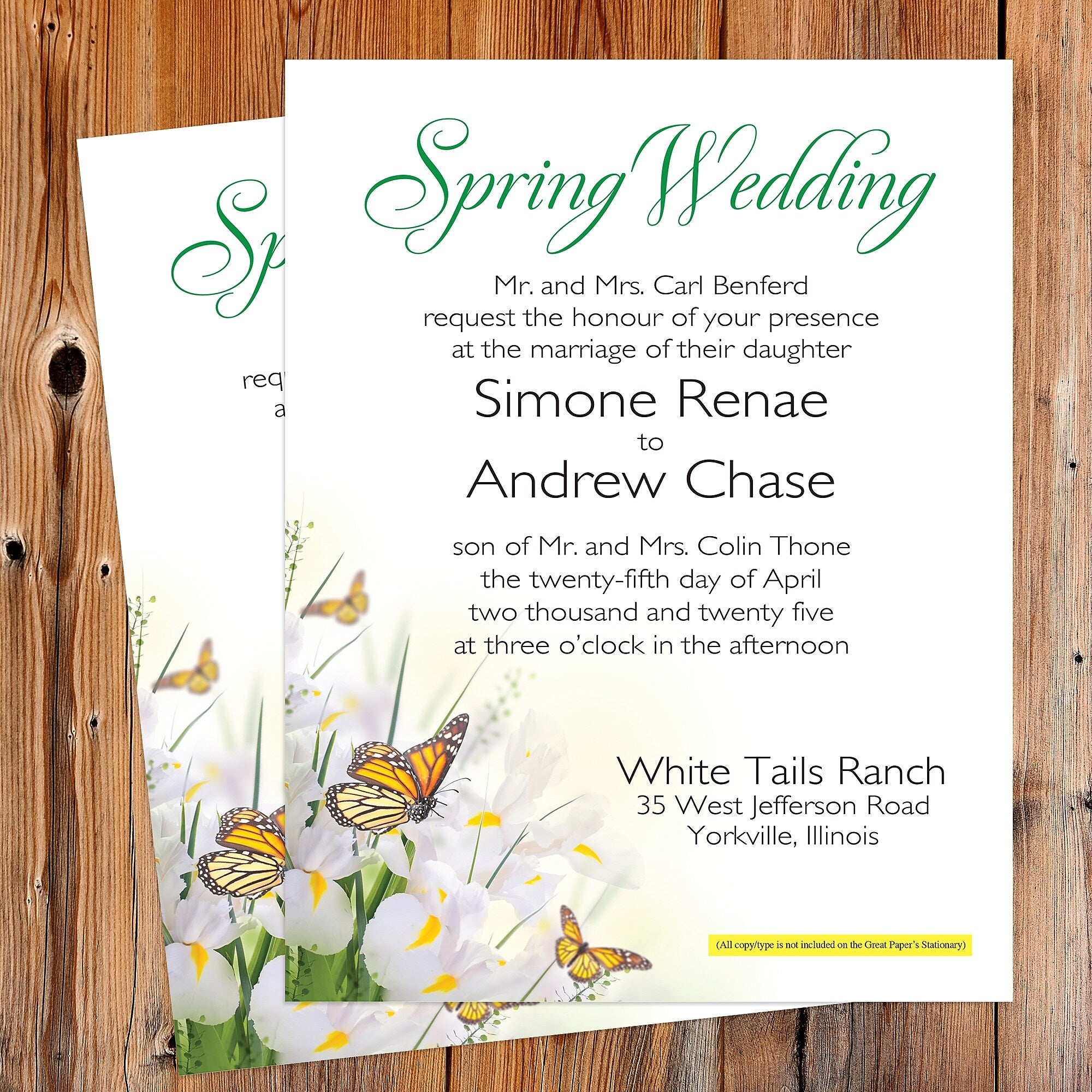 Great Papers Spring Blossom Butterfly Everyday Letterhead, Multicolored, 50 Sheets/Pack (2025004)