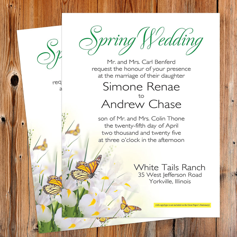 Great Papers Spring Blossom Butterfly Everyday Letterhead, Multicolored, 50 Sheets/Pack (2025004)
