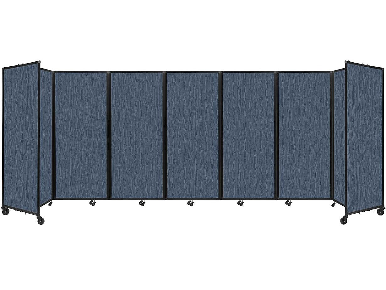 Versare The Room Divider 360 Freestanding Folding Portable Partition, 82"H x 234"W, Ocean Fabric (1182715)