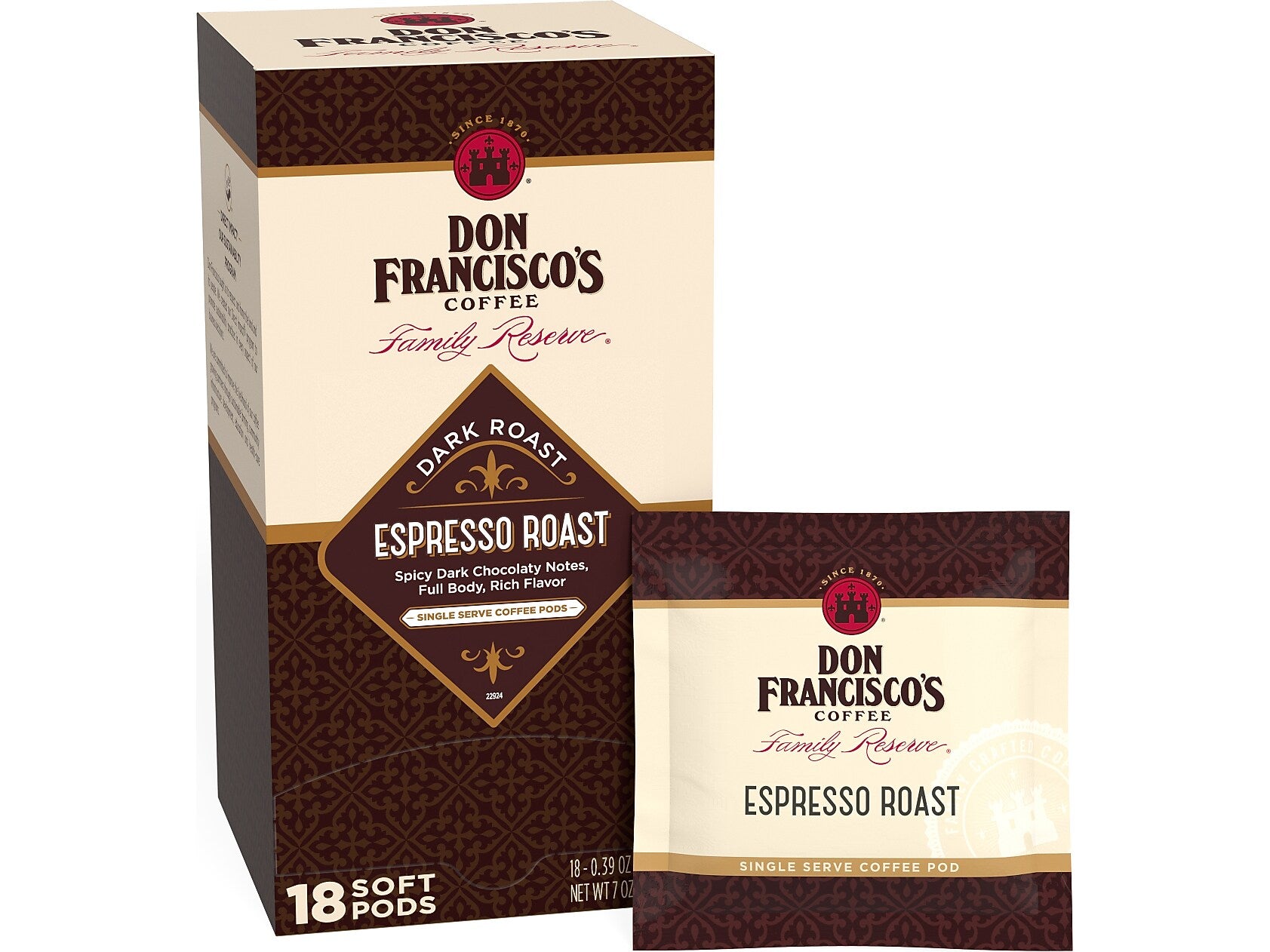 Gavina Don Francisco's Espresso Roast Coffee Pods, Dark Roast, 18/Box (4507)