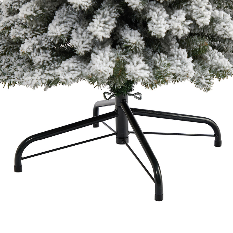Nearly Natural 7-ft Flocked Pencil Artificial Christmas Tree with 400 Clear Lights and 574 Bendable Branches (T1907)