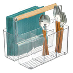 mDesign 2-Compartment Plastic Desk Organizer, Clear/Natural (25717RW)