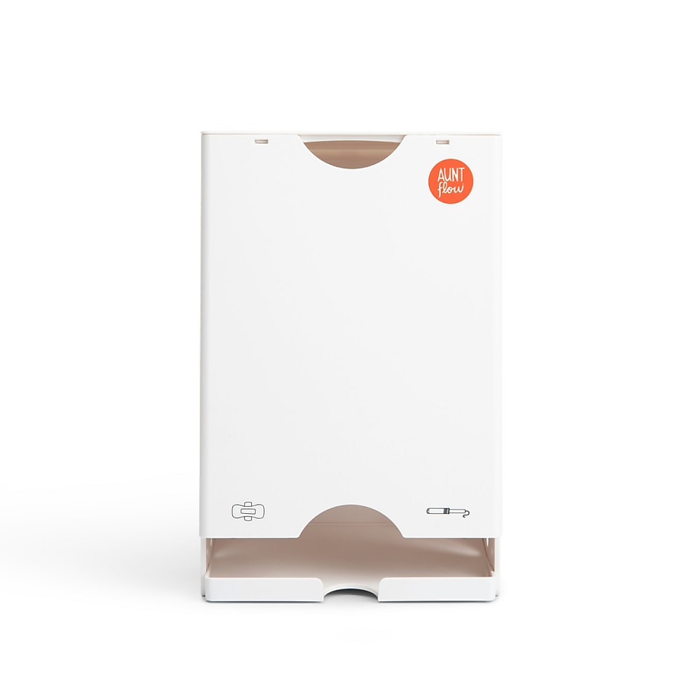 Aunt Flow Sanitary Pad and Tampon Mini Dispenser, Surface Mounted, 5.7" x 4.2" x 7.2", White ABS Resin (DISP-MINI-1)