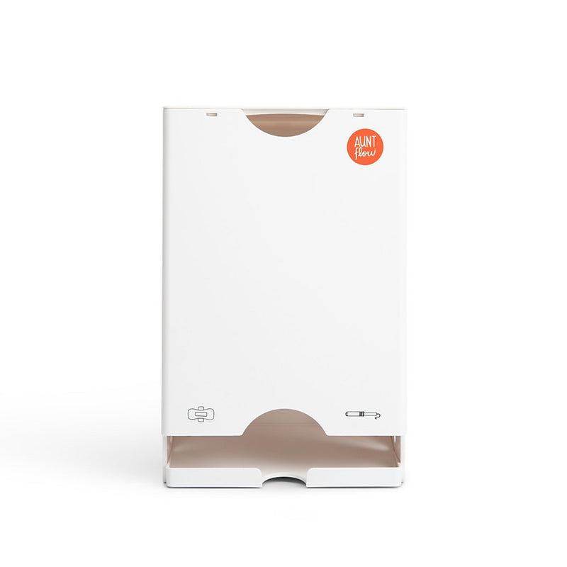 Aunt Flow Sanitary Pad and Tampon Mini Dispenser, Surface Mounted, 5.7" x 4.2" x 7.2", White ABS Resin (DISP-MINI-1)
