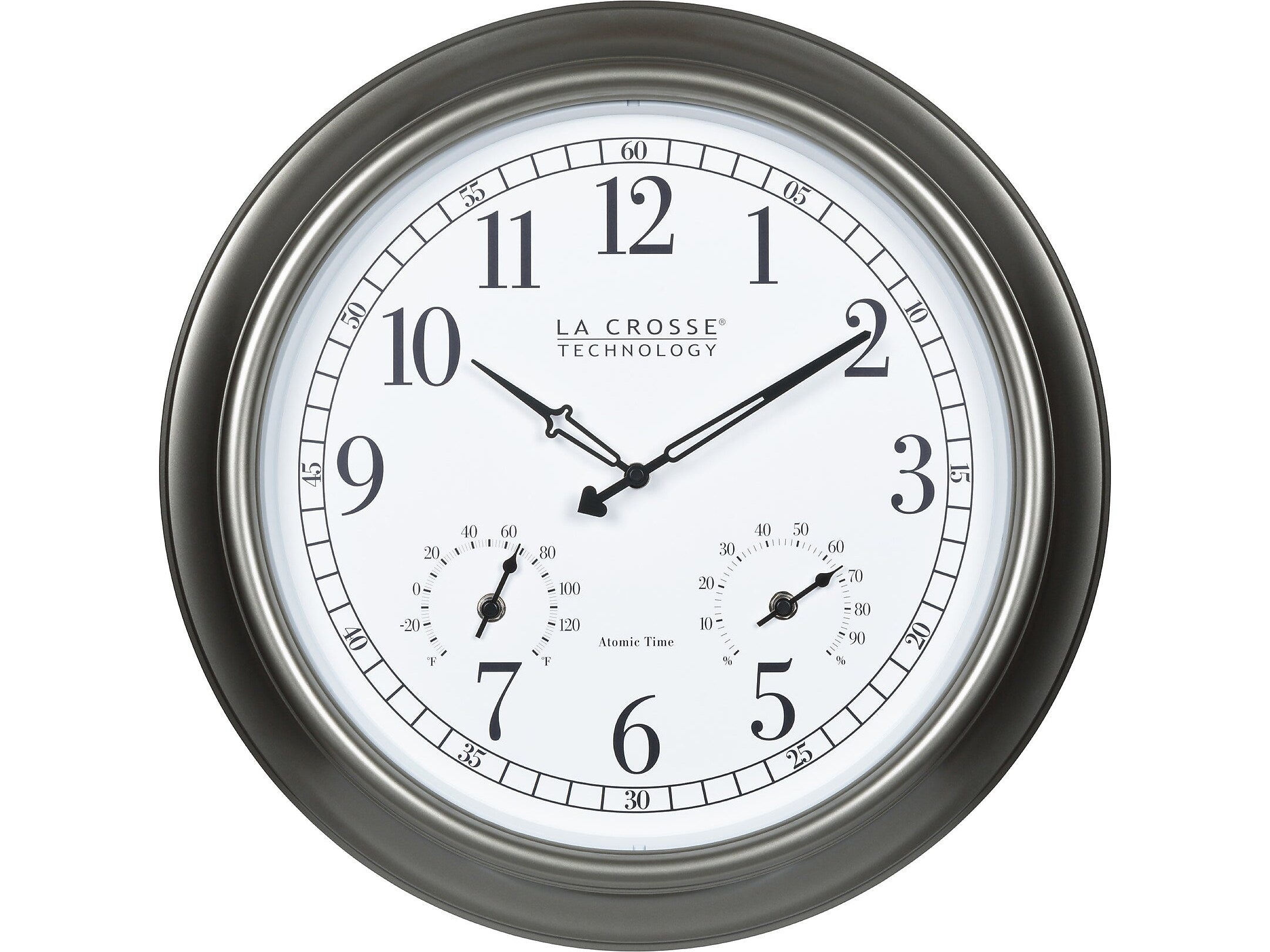 La Crosse Technology Atomic Analog Clock with Temperature and Humidity, 18"Dia. (404-00237)