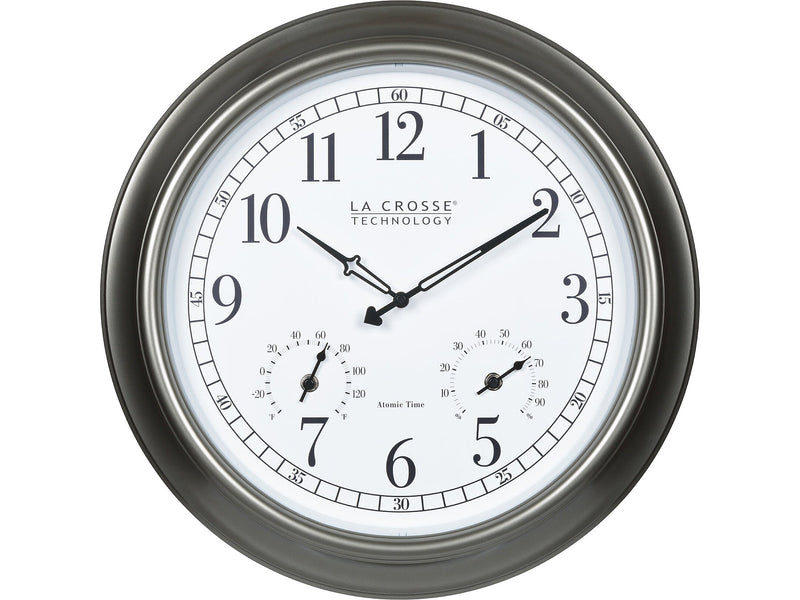 La Crosse Technology Atomic Analog Clock with Temperature and Humidity, 18"Dia. (404-00237)
