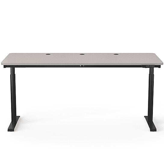 VersaDesk PowerLift 72"W Electric Rectangular Adjustable Standing Desk, Gray/Black (PLSDR7230-BG-APP )