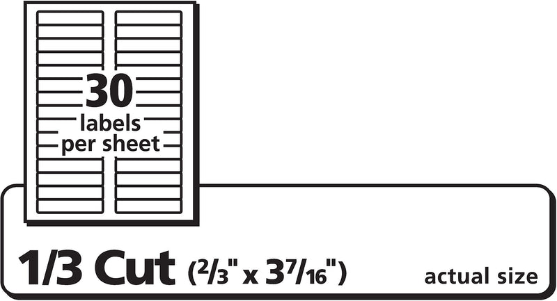 Avery Sure Feed Laser/Inkjet File Folder Labels, 2/3" x 3-7/16", White, 750 Labels/Pack (8066)
