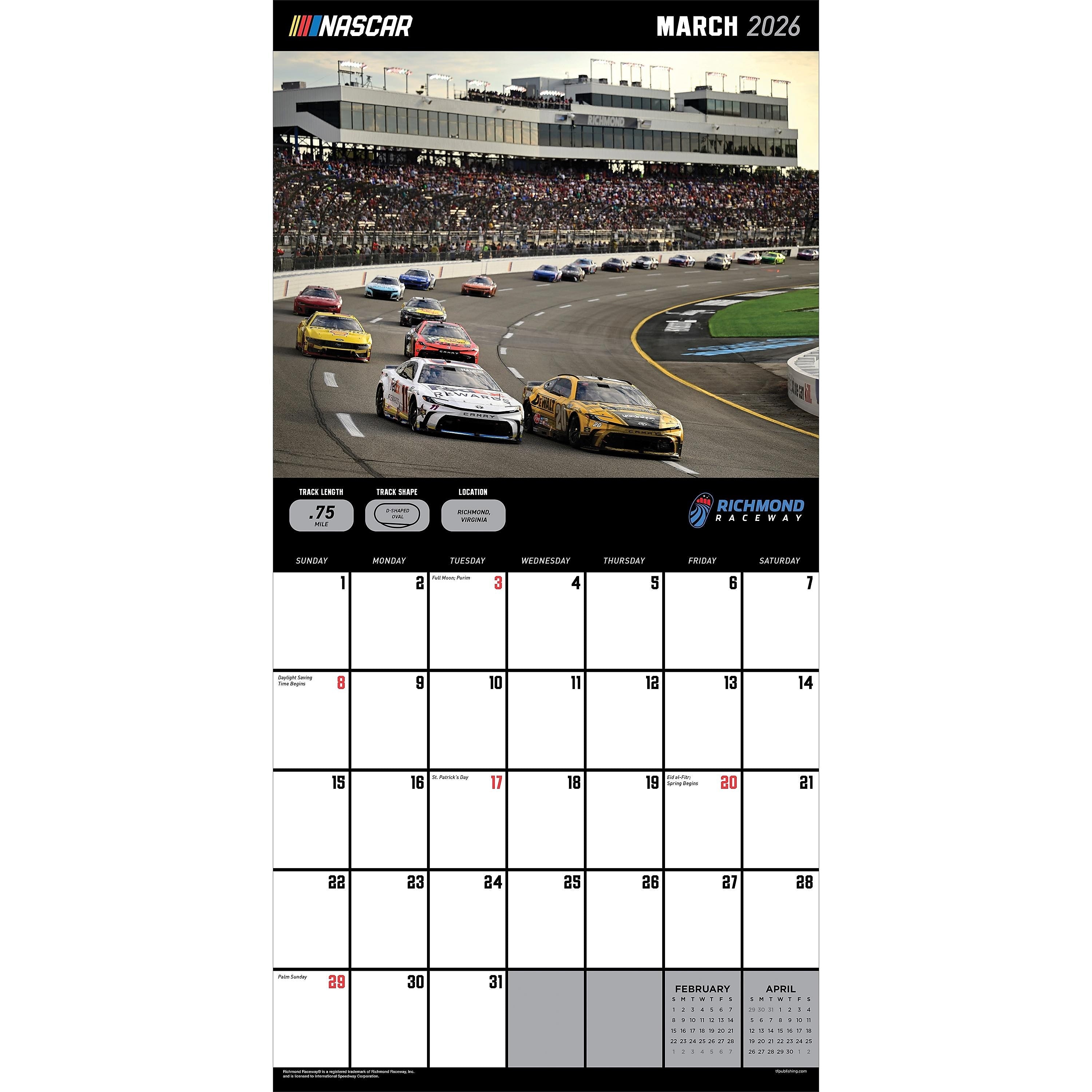 2026 TF Publishing Nascar Tracks 12" x 12" Monthly Wall Calendar, Multi (26-1019)