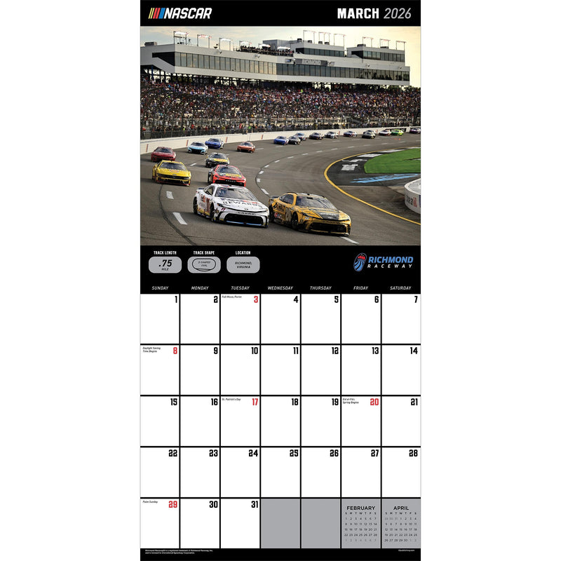 2026 TF Publishing Nascar Tracks 12" x 12" Monthly Wall Calendar, Multi (26-1019)