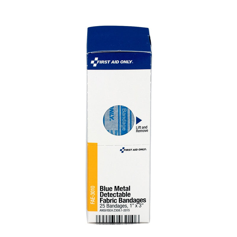 SmartCompliance 1" x 3" Metal Detectable Fabric Adhesive Bandages, 25/Box (FAE-3010)