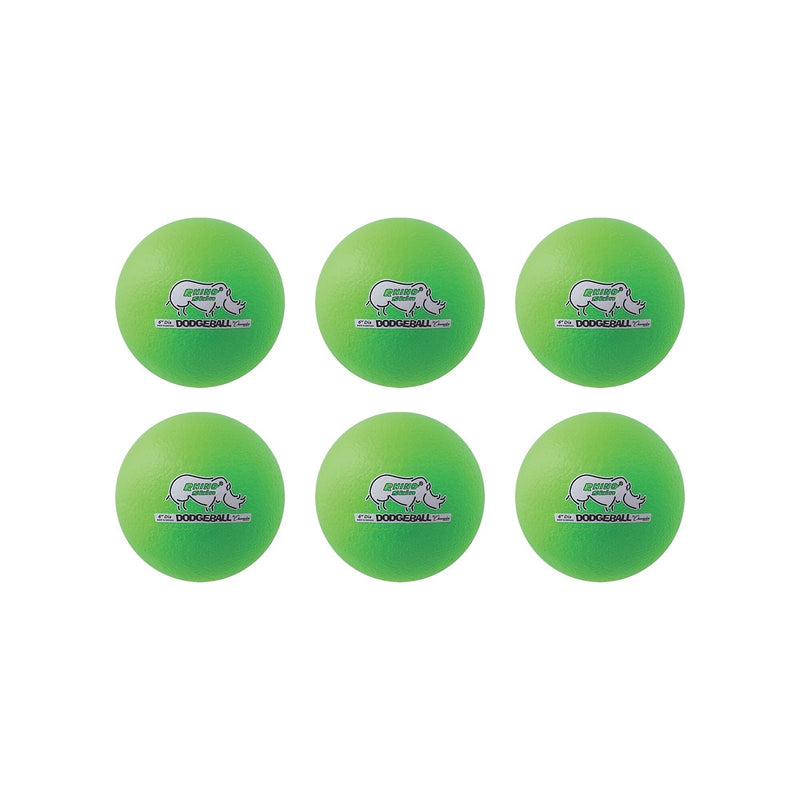 Champion Sports Rhino Skin 6" Foam Dodgeball Set, Neon Green, 6/Set (CHSRXD6NGSET)