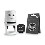 NIO® Stamp with Voucher and Fancy Gray Ink Pad, Self-Inking, 1.56" Diameter