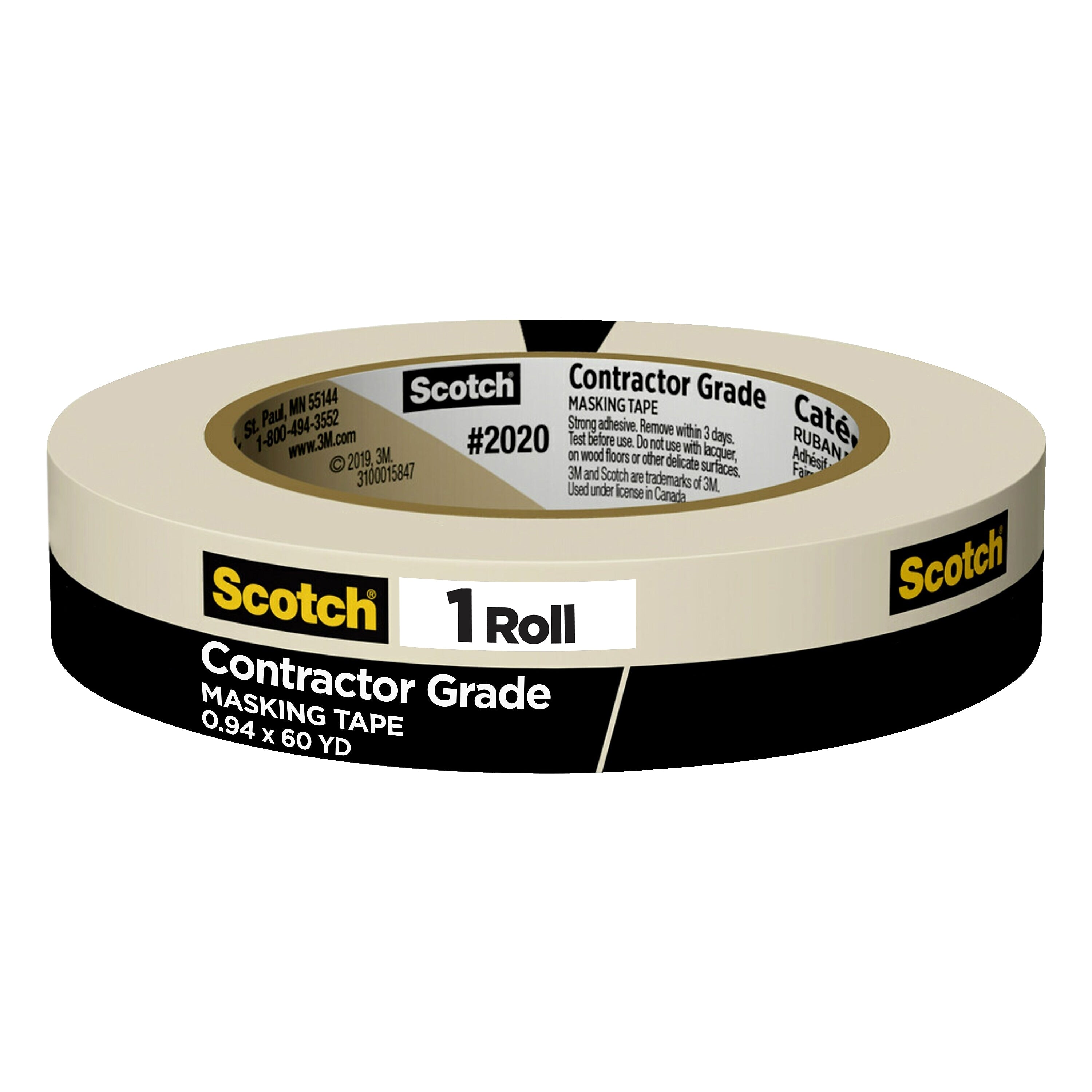 Scotch Masking Tape, 0.94" x 60 yds., Beige (2020-1A-BK)