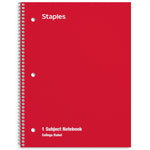 Staples 1-Subject Notebooks, 8" x 10.5", College Ruled, 70 Sheets, Assorted Colors (ST54891C)