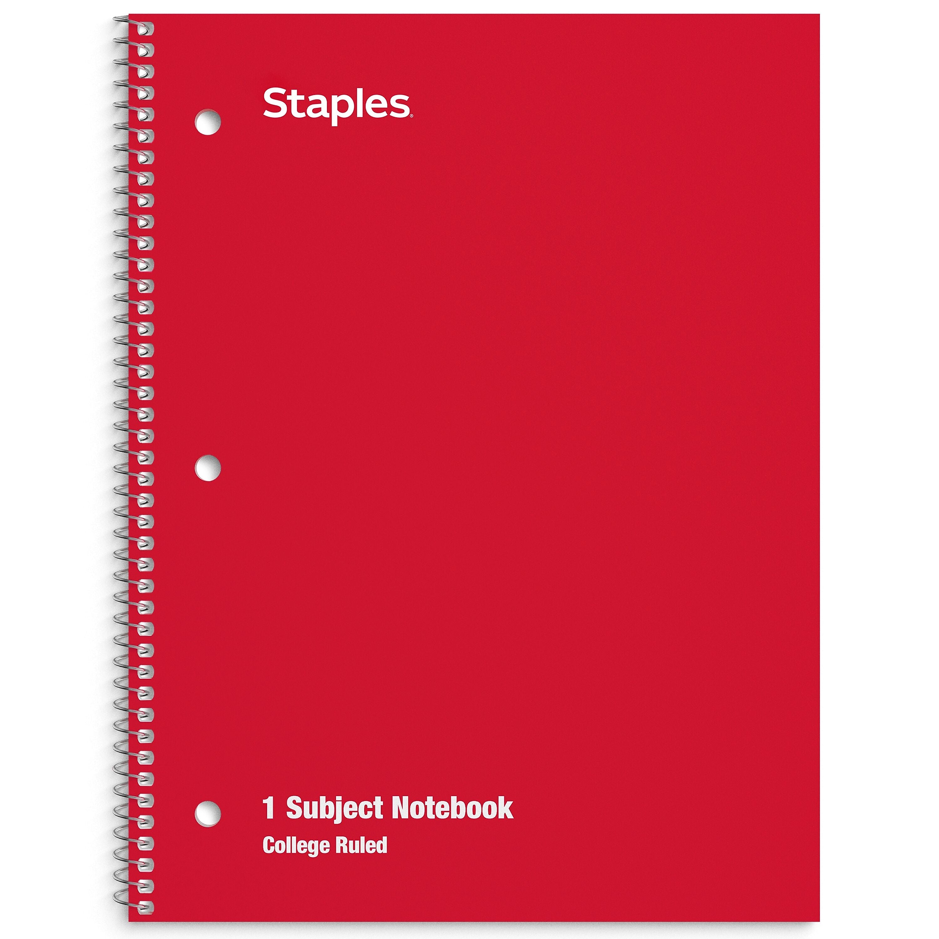 Staples 1-Subject Notebooks, 8" x 10.5", College Ruled, 70 Sheets, Assorted Colors (ST54891C)