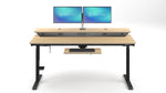 VersaDesk PowerLift Split-Level 72"W Electric Rectangular Adjustable Standing Desk, Maple/Black (PL2SD7230-BM)