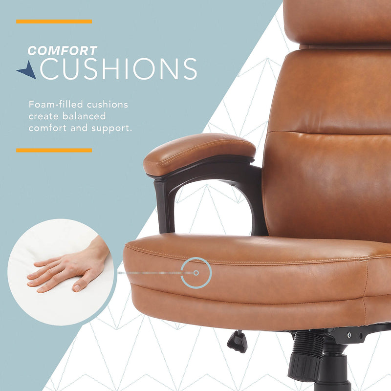 Click365 Classic Ergonomic Bonded Leather Swivel Executive Chair, Cognac (CCHR10022A)