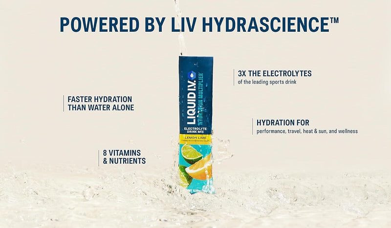LIQUID I.V. Hydration Multiplier Lemon Lime Powder Drink Mix, 10 Packets/Pack (220-02077)