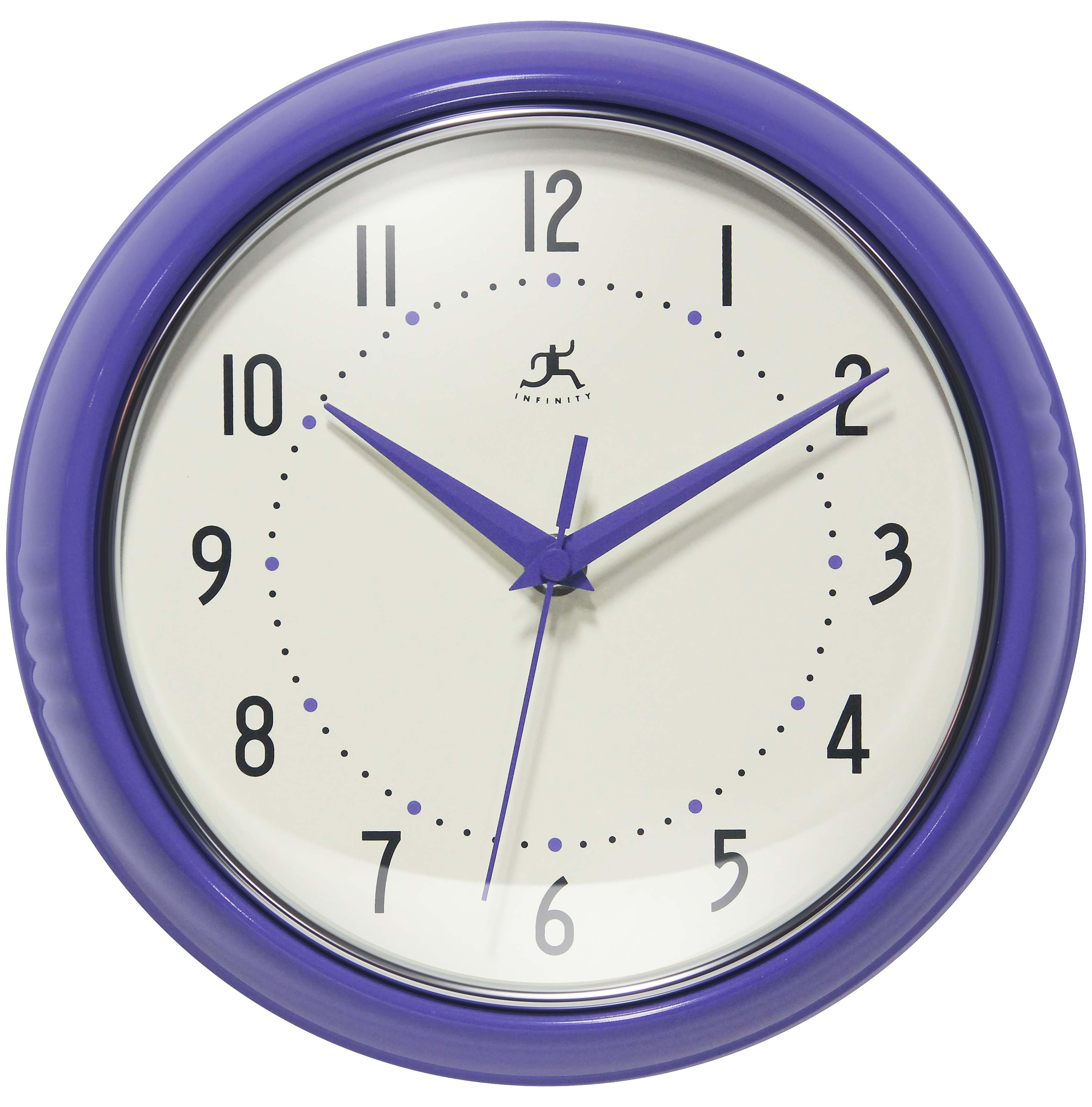 Infinity Instruments Round Retro Periwinkle Wall Clock, Aluminum, 9.5" (10940VP)