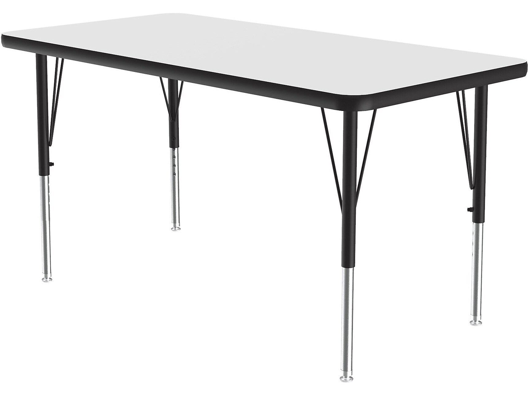 Correll Rectangular Activity Table, 48" x 24", Height-Adjustable, Frosty White/Black (A2448DE-REC-80)