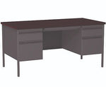 Alera 60"W Double Pedestal Desk, Mahogany/Charcoal (ALEHSD6030CM)