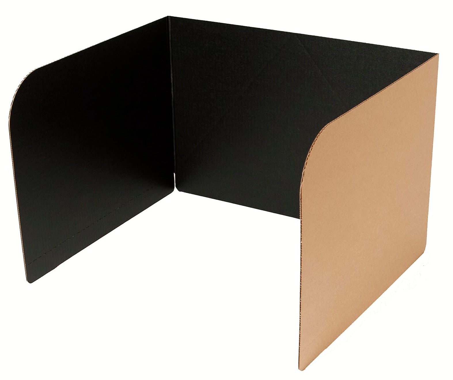 Classroom Products Foldable Cardboard Freestanding Privacy Shield, 13"H x 20"W, Black/Kraft, 40/Box (VB1340 BK)