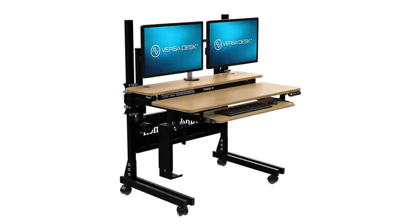 VersaDesk Foundry Bench 48"W Electric Rectangular Adjustable Standing Desk, Bamboo/Black (FB4830-BNB-APP)