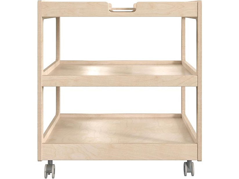 Flash Furniture Bright Beginnings Mobile 2-Section Storage Cart, 26.5"H x 23.5"W x 23.5"D, Brown (MK-ME14795-GG)