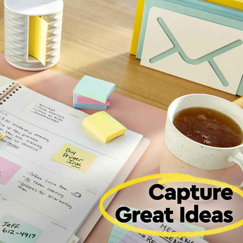 Post-it Notes, 3" x 3", Canary Collection, 100 Sheet/Pad, 12 Pads/Pack (654-12YW)