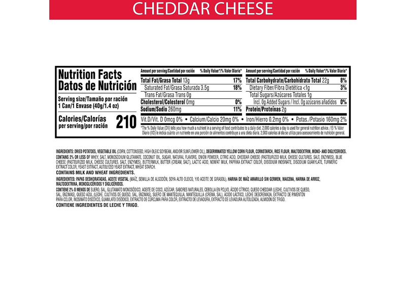 Pringles Grab & Go Cheddar Cheese Crisps, 1.4 oz., 12 Cans/Carton (3800084556)