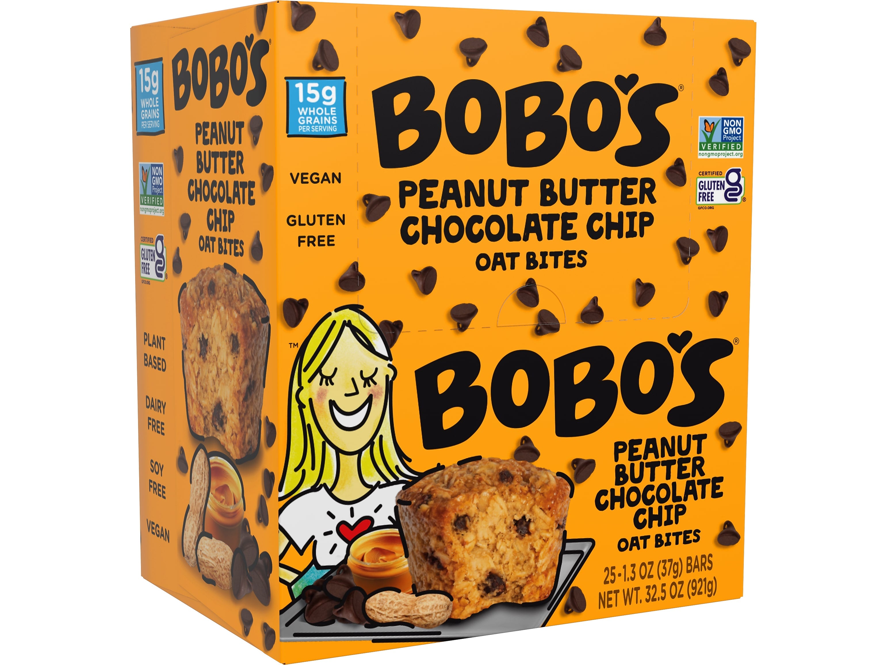 Bobo's Gluten-Free Peanut Butter Chocolate Chip Oat Bite, 32.5 oz., 25 Bars/Box (127-75-D)