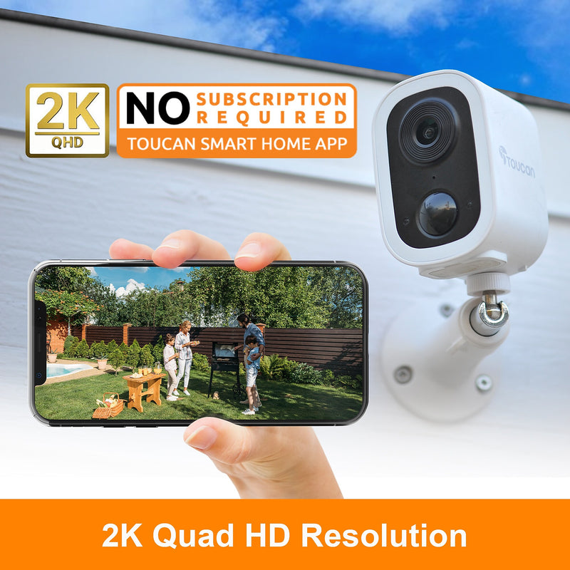 Toucan S4 Wireless Outdoor Smart Battery Operated Security Camera, Night Vision, White (TWC400S)