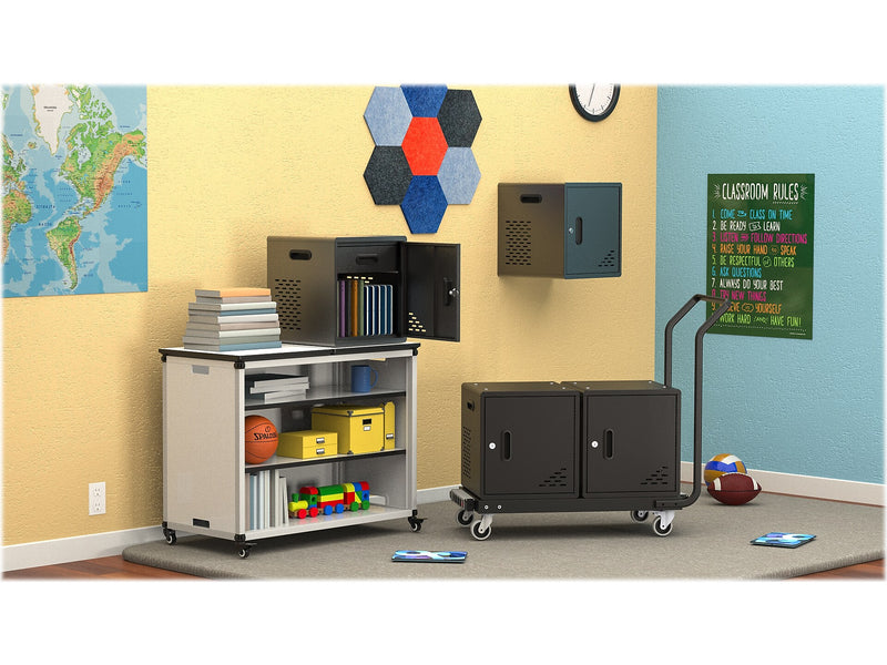 Luxor Lockable 10-Unit Modular Charging Cabinet, Black Steel (LLMC10)