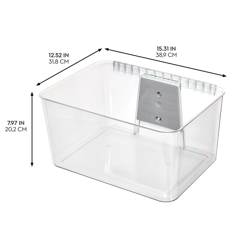 iDESIGN Wall Mounted Large Stackable Plastic Storage Bin, 8" x 15"x 12.5", Clear, 2/Pack (29170M2)