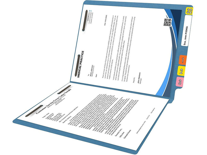 Medical Arts Press Reinforced End Tab File Folder, Straight Cut, Letter-Size, Blue, 250/Carton (S-01602-BLU-B)