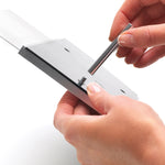 Deflect-O Superior Image Horizontal Nameplate Holder, Desktop/Wall, Silver/Black Plastic (89105)