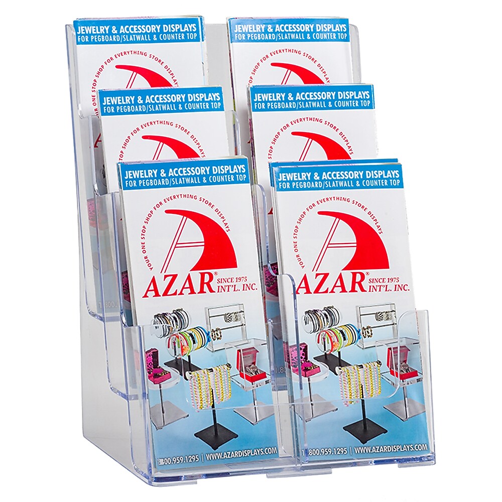 Azar Brochure Holder, 9.25" x 13.25", Vertical, Table Top, Clear, Plastic (252379)