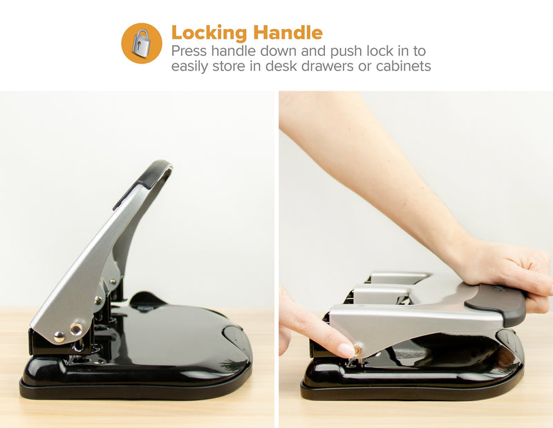 Bostitch EZ Squeeze 3-Hole Punch, 40 Sheet Capacity, Silver/Black (HP40)