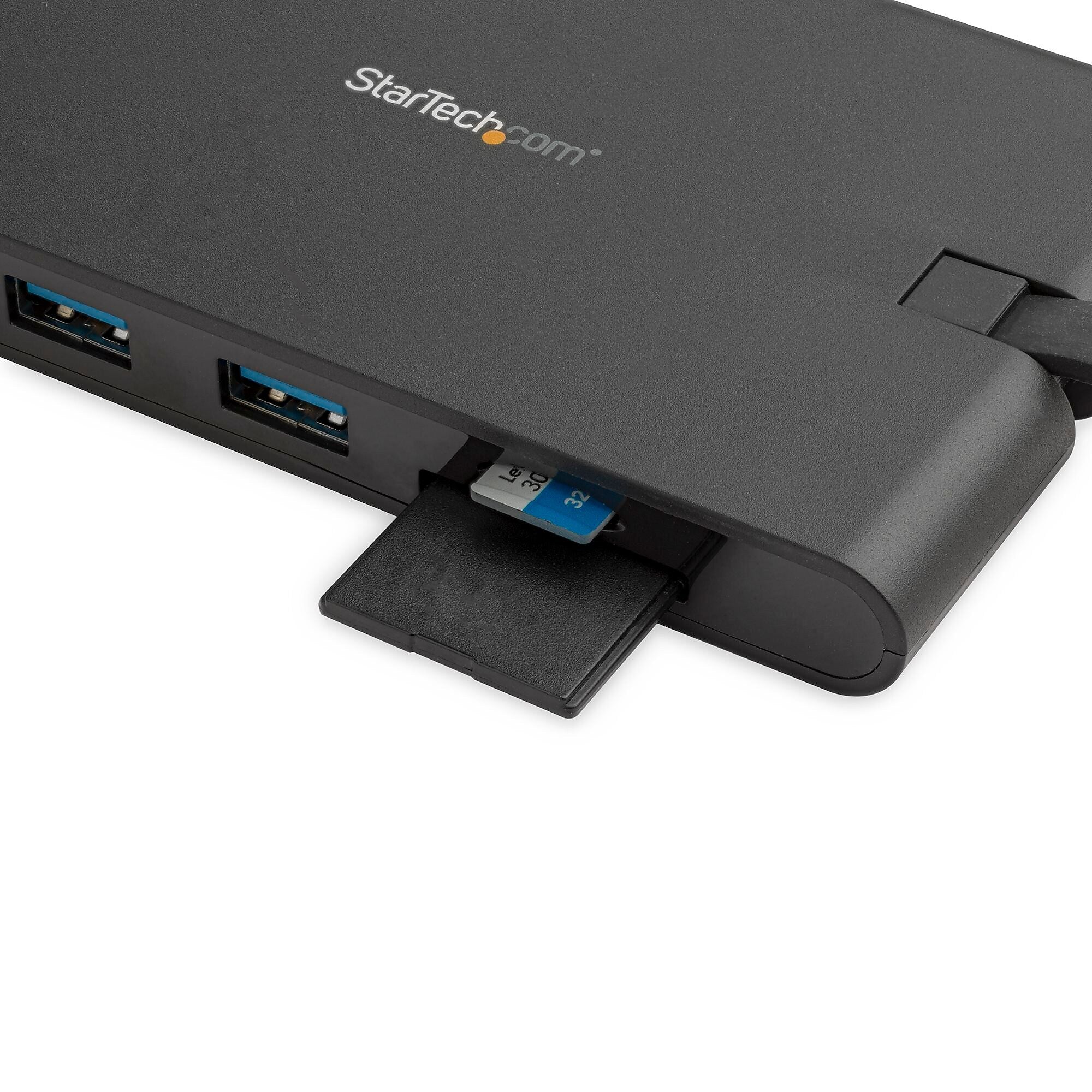 StarTech.com USB-C to HDMI/VGA/USB-A/MicroSD/SD/GbE Multiport Adapter, Male to Female, 100W PD, Laptop Mini Dock (DKT30CHVSCPD)
