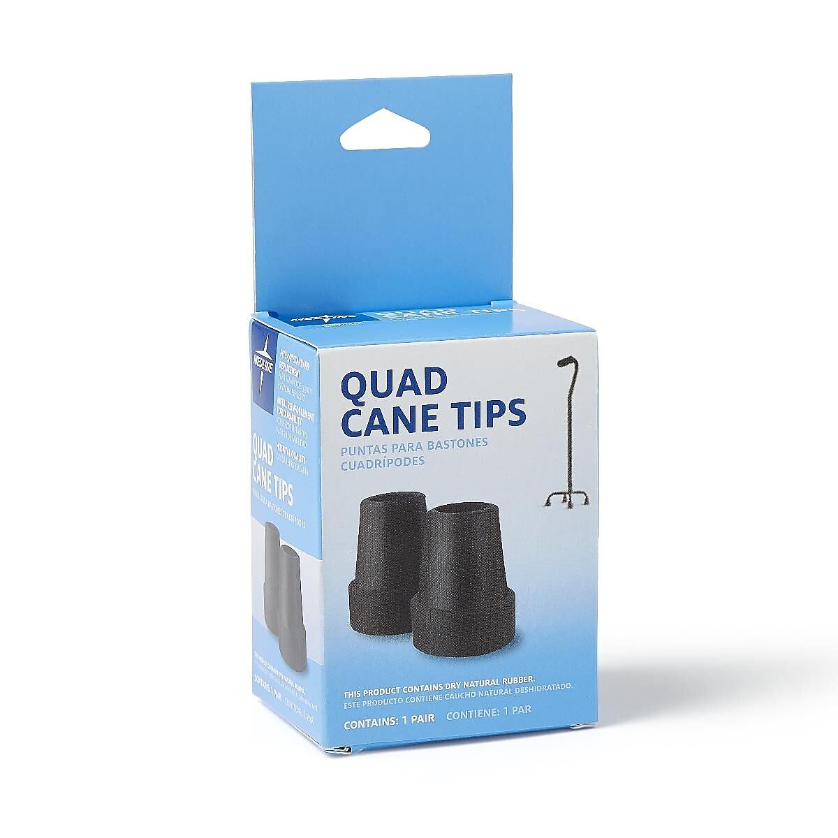 Medline Replacement Large Base Quad Cane Tips, 5/8", Black, 12/Pack (MDS86425W)