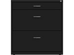 Space Solutions 3-Drawer Lateral File Cabinet, Letter/Legal Size, Lockable, 31.88"H x 30"W x 17.63"D, Black (25070)