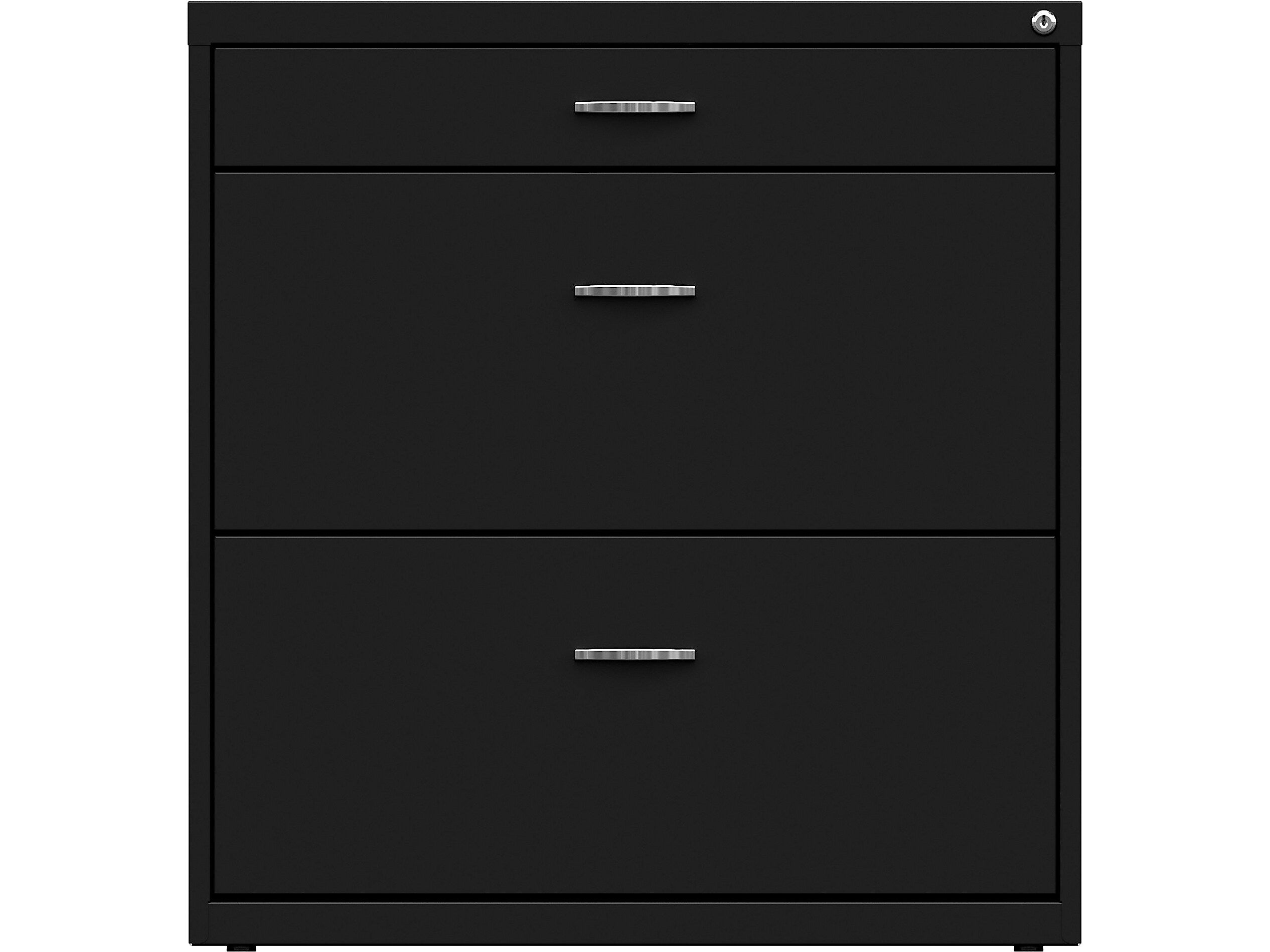 Space Solutions 3-Drawer Lateral File Cabinet, Letter/Legal Size, Lockable, 31.88"H x 30"W x 17.63"D, Black (25070)