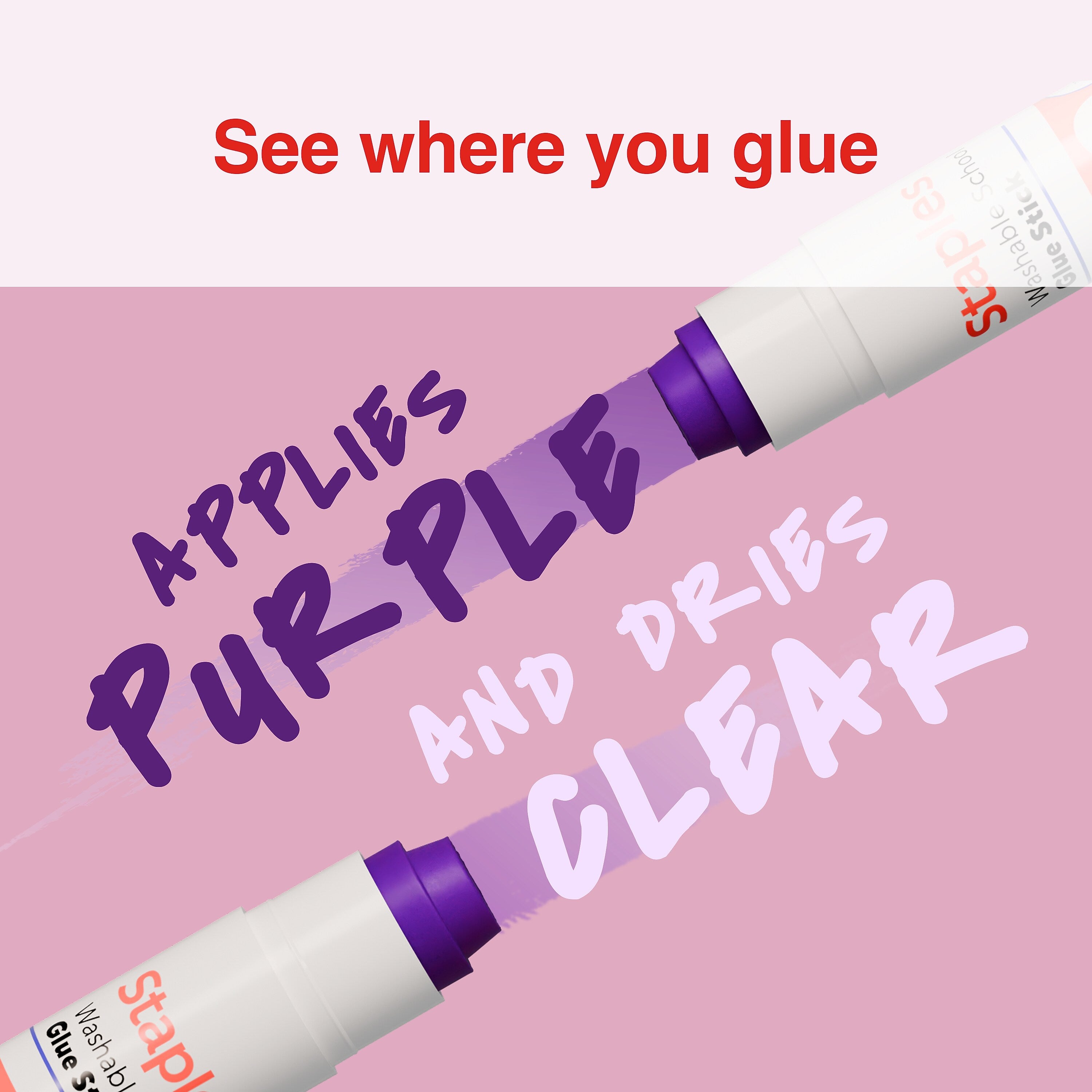 Staples Washable Glue Sticks, 0.28 oz., Purple, 36/Pack (ST63019-CC)