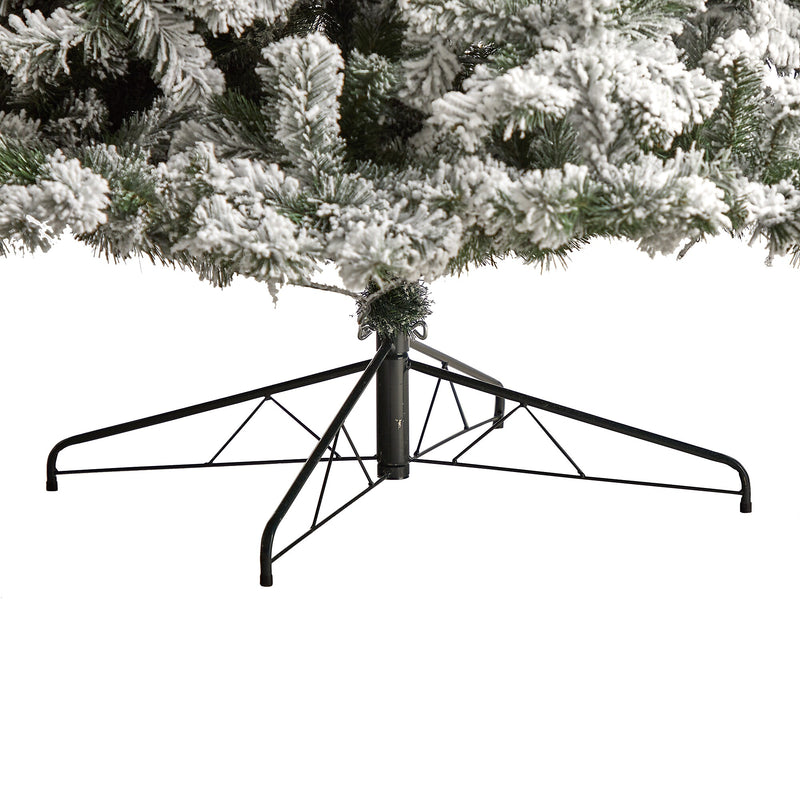 Nearly Natural 10-ft Flocked West Virginia Fir Artificial Christmas Tree with 800 Clear LED Lights and 1680 Tips (T3381)