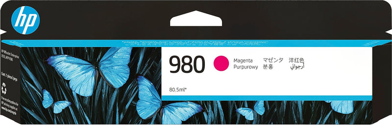 HP 980 Magenta Standard Yield Ink Cartridge, Prints Up to 6,600 Pages (D8J08A)