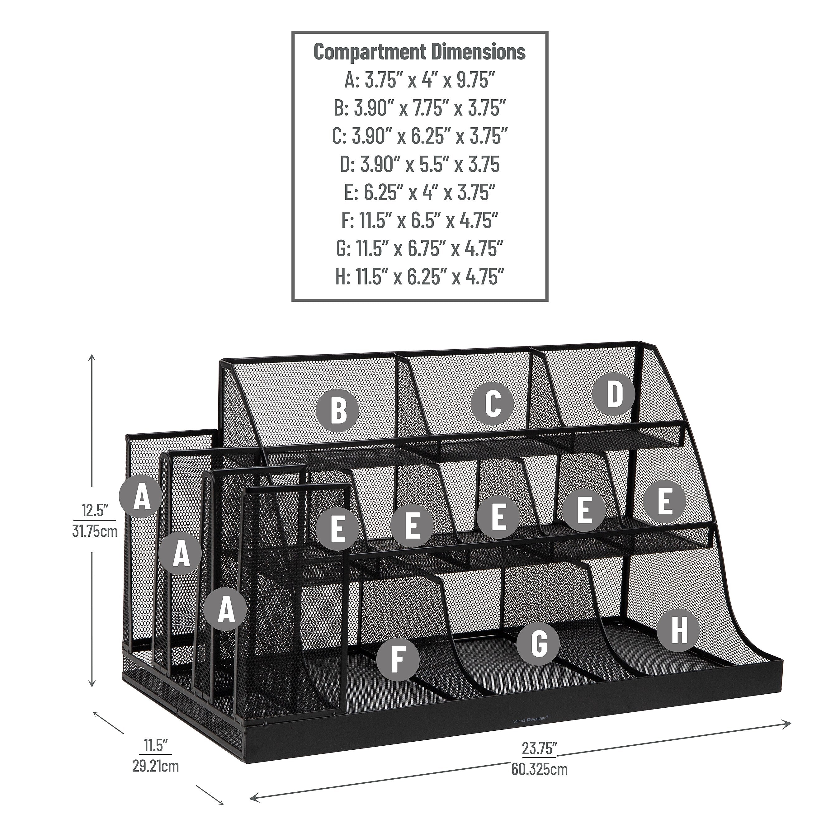 Mind Reader 14-Compartment Metal Multipurpose Countertop Organizer, Black (CMG2MESH-BLK 14)
